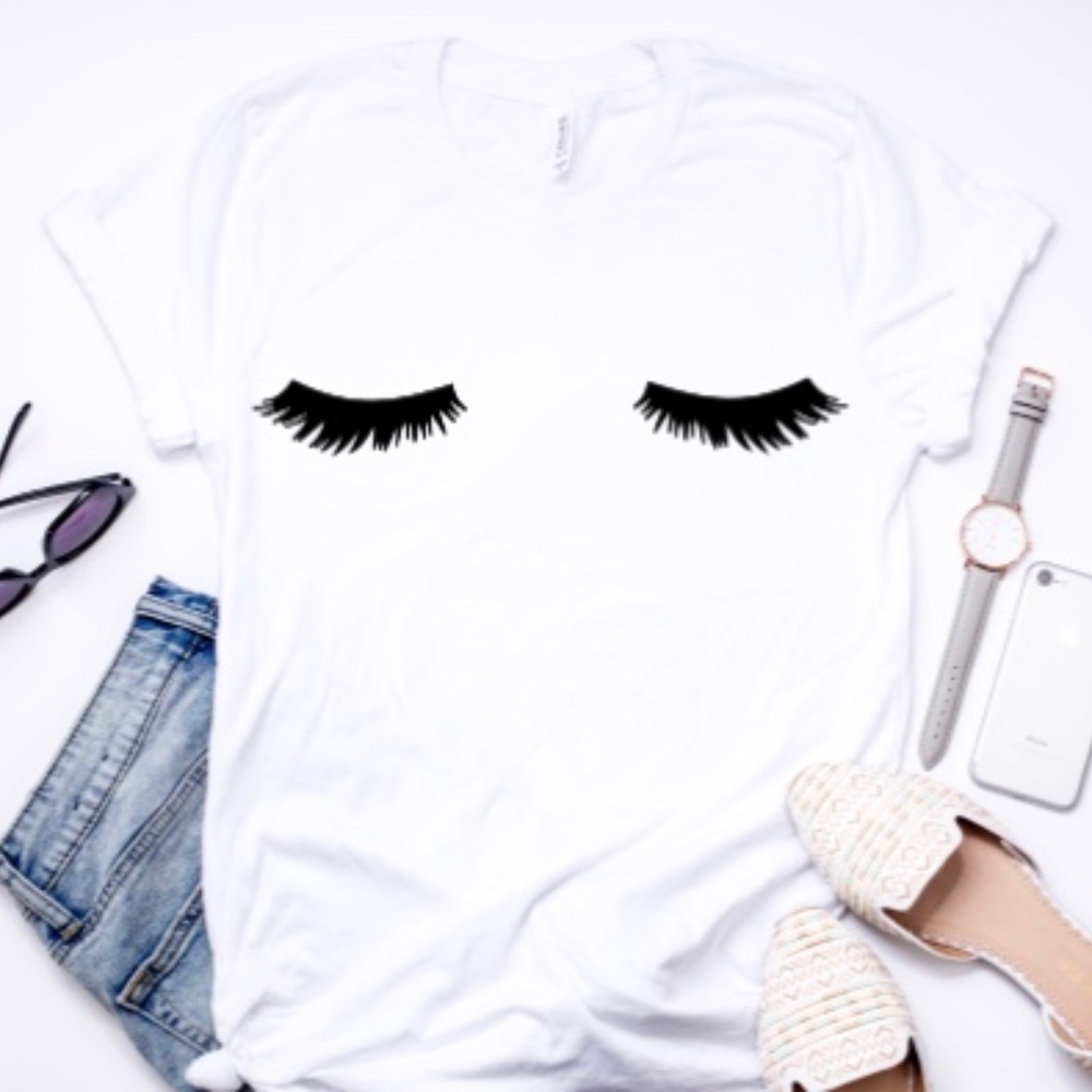 Eyelash Tee, Makeup Graphic Tee, Fashion Tee